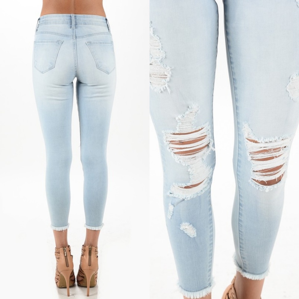Light Washed Distressed Jeans - Picture 2 of 6